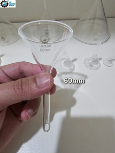 MT- 60mm LABORATORY GLASS FUNNEL BOROSILICATE GLASS HEAT & CHEMICAL