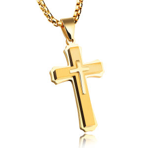Sinboia Gold / Black / Silver Cross Necklace For Men Women Non-fading Stainless Steel Necklace Aesthetic Jewelry Hip Hop Fashion