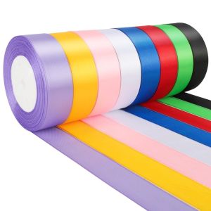 NEXTYOO 1Roll Gói quà tự làm Ruộng satin cứng 2CM Nơ thủ công 08IN x 25 thước Anh Ruộng băng bó hoa Đa chức năng Sáng bóng Ruộng lụa Trang trí đám cưới
