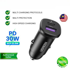 SCP22.5W Car Charger Dual Port Usb A Usb C TypeC Type C Fast Charging Quick Charge 30W 22.5W สำหรับ 15 Pro Max Samsung Huawei Oppo Vivo Xiaomi S20 S21 S22