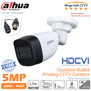 Dahua 5MP Starlight IR(Infrared)/FC(Full-color) Audio Option Outdoor Bullet Analog Camera HDCVI CCTV Camera DH-HAC-HFW1500C(-A) / DH-HAC-HFW1509T(-A)-LED