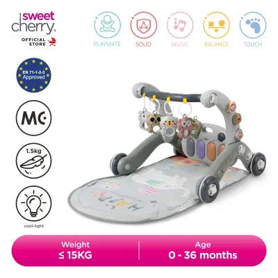 Sweet Cherry Baby Gym Play Mat & Baby Activity Center with Music and Light SC1166 Kiddie 3-In-1 Play Gym Walker
