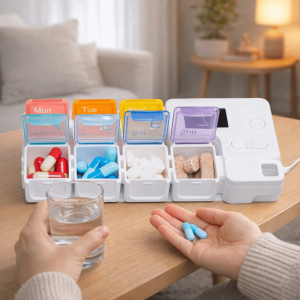YINGXING 7 Lattice Smart Pill Case Reminder Large Capacity Weekly Pill Organizer Pill Reminder Colorful Container Travel Use
