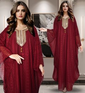 Qaira Fashion: Kaftan Brukat Motif Etnik melisaLengan Berlubang Tunggal dengan Lengan Panjang/Kaftan premium lebaran  - All Size Fit to XXL