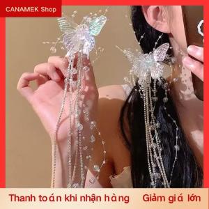 CS Dài bướm đính cườm tua tóc clip cho phụ nữ cổ tích tính khí ngọt ngào công chúa Kẹp tóc Thời trang cô dâu phụ kiện tóc