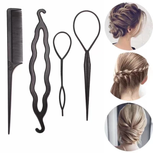 6pcs/Set Hair Styling Tool Accessories Hair Clip DIY Hair Braiding Braider Tool Set Twist Bun Barrette Elastic Headband
