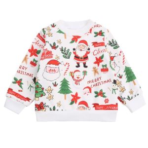 Kai Si Ke เสื้อแขนยาวคริสมาสต์เด็กน่ารักพิมพ์ลายการ์ตูนการเรียงขนแกะที่อบอุ่นสำหรับการแสดงวันหยุดฤดูหนาวและสวมใส่ตามเทศกาล
