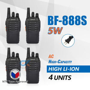 Baofeng BF-888S Walkie Talkie 4 Units Portable Two-Way Radio Type-C Charging FM Radio UHF Transceiver 1-5KM Long Range Walkie Talkie (NTC Type Approved)
