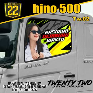 STIKER ONE WAY HINO 500 STIKER KACA SAMPING TRUK HINO 500 DESAIN TERBARU KODE TW.02
