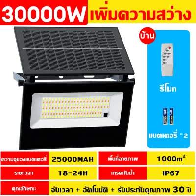 【รับประกัน30ปี 】ไฟโซล่าเซลล์ ไฟโซล่าเซล 3000W/6000W โซล่าเซลล์ไฟ LED IP66กันน้ำ ไฟสปอร์ตไลท์ Solar Light ไฟ โซล่าเซล สวิตช์เซ็นเซอร์ควบคุมไฟ ไฟพลังงานแสงอาทิตย์
