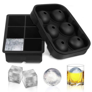 Ice Maker Silicone Ice Cube Mold with Cover Ice Ball Mold Sphere Ice Mold Ice Ball Maker Ice Tray Silicon Ice Cube Tray with Cover (2 Pack)