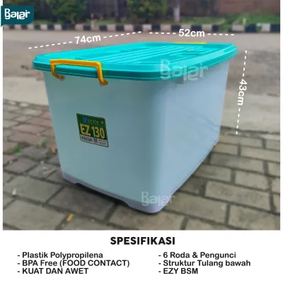 Container Box Plastik CB 150 130 95 82 75 52 45 35 30 25 18 L Liter murah EZY Boks Kotak Penyimpanan Serbaguna BPA FREE