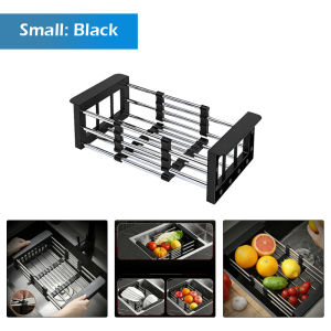 Adjustable Stainless Steel Sink Drain Basket Shelf Kitchen Dish Rack Drainer Tray Expandable Drying Rak Pengering Sinki 不锈钢伸缩沥水篮