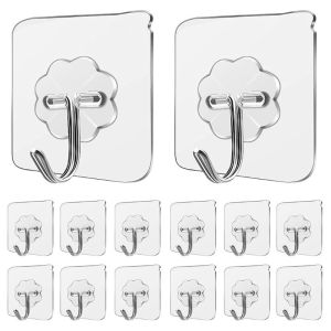 50PCS Adhesive Wall Hooks Reusable Hooks Anti-Skid Waterproof Hooks Bathroom Kitchen Hooks