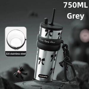 【Ucocolla】 Tumbler Hot and Cold with Straw 750ML(25OZ) Vacuum Insulated Stainless Steel Vacuum Flask