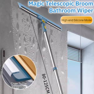 Magic Telescopic Broom Bathroom Wiper Floor Cleaning Squeegee Telescopic 180° Rotation Home Dust Broom 魔术硅胶扫把