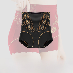 High Waisted Pants For Woman Tummy Control Panties Lace Side Butt Lifting Shapewear Antibacterial Breathable Plus Size