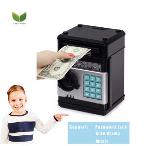 Eversalute Ống Heo Đựng Tiền Tích Hợp Tủ Khóa Mật Khẩu Và Tự Động Rút Ra Và Âm Nhạc Cỡ Lớn Tiền Mặt Đồng Xu Can Cây ATM Đồng Xu Điện Tử Ống Tiết Kiệm Quà Tặng Cho Trẻ Em