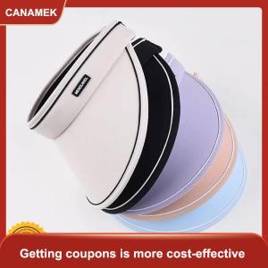 【CANAMEK 】 New Women Roll Up Sun Visor Wide Brim Hat Summer Foldable Packable UV Protection Empty Top Ponytail Cap For Beach Travel Bonnet