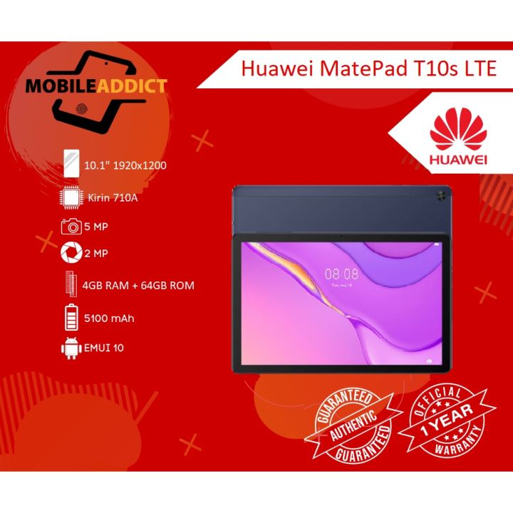 Huawei MatePad T10s LTE 4GB+64GB, 1 year official warranty | Lazada PH