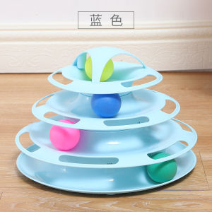 Cat Toys 4 Layer Tower Track Roller Balls Interactive Kitten Fun Exercise Toy