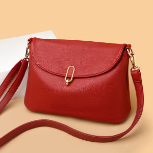 2025 New soft leather womens bag high-end shoulder bag large capacity suitable for middle-aged women simple and versatile crossbody bag