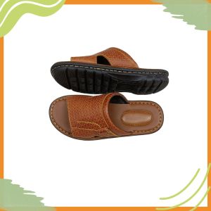 Dép nam quai ngang da bò cao cấp đế cao su 3cm may quai liền đế dép nam Cậu Chủ DM172  hai màu nâu bò