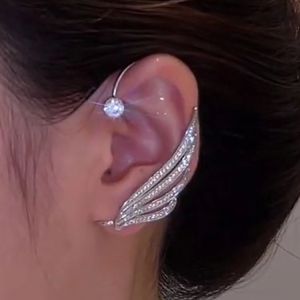 ต่างหู แบบหนีบ รูปปีกเพชร แบบเรียบง่าย สําหรับผู้หญิง