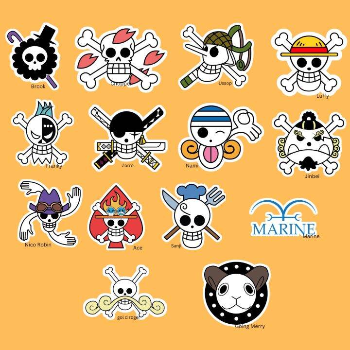 One Piece Anime Mugiwara Flag Logo Stickers For Your Tumblers, Laptop 