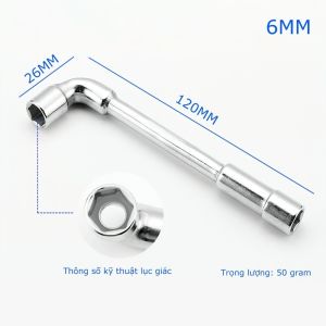 Cần điếu lỗ Nhật 6-19mm khóa ống điếu 2 đầu tay vặn chữ L cờ lê chữ L có lỗ đầu lục giác thép CR-V cao cấp-ESTLA
