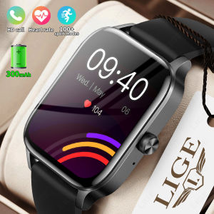 LIGE men watch casual New Bluetooth Call Blood Pressure Heart Rate Full touch Screen Sports fitness Lady watch For Android ios