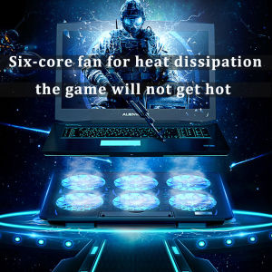 (Ship in 12hrs)6 Fans Laptop Cooling Pad for14-17 Inch Laptop Fan Cooler Adjustable Laptop Stand with Fan Gaming Laptop Cooling Fan Dual USB LED Light