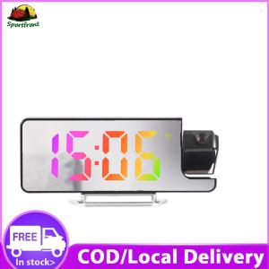【Fast delivery】 Projection Alarm Clock with Adjustable Brightness Digital Clock and Candleholder for Bedroom Decor