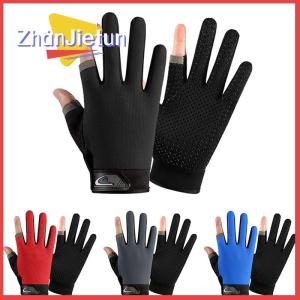 zhanjietun Summer Men Fishing Gloves Women Two Finger Cut Male Touchscreen Angling Anti-Slip Sun-Proof Breathable Cycling Fitness Gloves