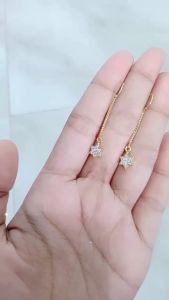 Giwang tusuk panjang + bintang mp / giwang perak asli silver 925 lapis emas/ giwang fashion wanita terbaru