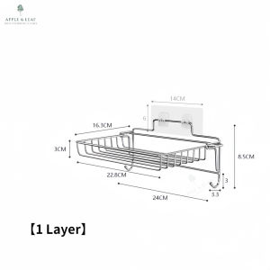 Stainless Steel Wall Hanging Organizer Rack No Punch Foldable Multi‑Tier Storage for Bathroom Toilet Counter Items