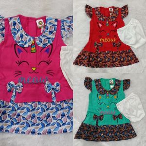 Dress Miaw Cat Anak Perempuan Terbaru Bahan Matt Katun Nyaman Di Pakai