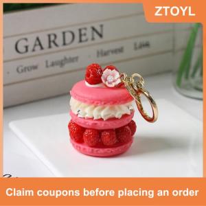 【ZTOYL】 Món tráng miệng Macaron Keychain mô phỏng trái cây bánh Mặt dây chuyền đáng yêu vòng chìa khóa Mini thực phẩm ví quyến rũ cho trẻ em và thanh thiếu niên
