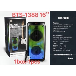 BTS-1388 Bluetooth Speaker Dual 10 inch Flame LED light SPEAKER with Party Built-in Karaoke