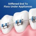 RioRand 3-in-1 Dental Floss for Braces - 80 Pre-Cut Strands with Floss Threaders |   Orthodontic Floss for Effective Cleaning 160 Count (Pack of 2). 