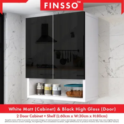 (Free Shipping) FINSSO High Gloss Kitchen Cabinet with Waterproof Surface with Shelves / 2 doors With Shelves / kitchen cabinets modern / kitchen cabinet full set/ kabinet dapur gantung / Kitchen wall cabinet / kitchen wall hanging cabinet / Kabinet dindi