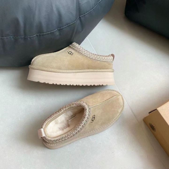 2023 new sheep fur ugg slippers women's thicksoled Mid heel roundhead