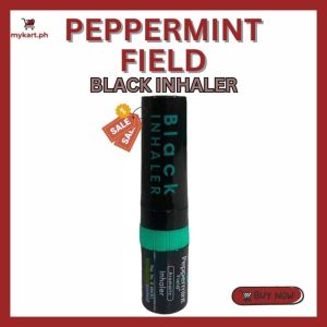 Peppermint Field Black Inhaler 2-in-1 Essential Oil Natural Relief for Clogged Nose Dizziness and Headaches Eases Baradong Ilong and Sinus Pressure Refreshing Aromatic Remedy for Fast On-the-Go Comfort Ideal for Instant Relief
