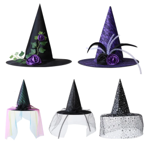 Veil Lace Witch Hat Halloween Costume Accessory for Halloween Party Veil Headwear for Masquerade Cosplay