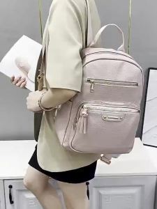 HANKE Leather Backpack Womens Bag Medium Capacity Student Travel School Bag