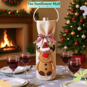 Sunflower Wine Christmas Bag Wine Bottle Gift Bag Reusable Wine Bottle Covers For Xmas Christmas Wedding Birthday Holiday Party Decor