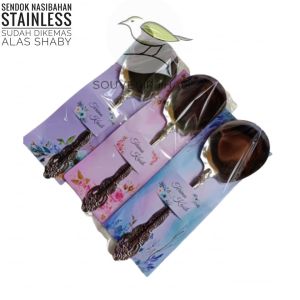 50pcs Souvenir Centong satiless Kemas Alas Sovenir Hadiah Pernikahan Murah Gratis Kartu Ucapan Terimakasih - Centong Stainless Steel Tebal 20.5cm (EXPORT)