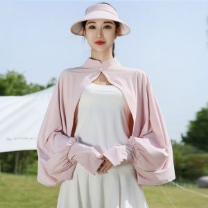 NOBLELUX Long Sleeve Summer Arm Sleeves Ice Silk Sun Protection Sunshade Cloak Fashion Breathable Crop Top Fishing