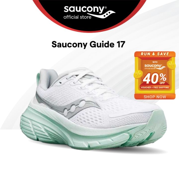 Saucony Guide 17 Road Running Stability Shoes Women's (WHITE/JADE)  S10936-240