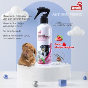 NOVAMOS Spray Penghilang Bau Kandang Kucing Anjing & Litter Box | Anti Bau Pesing/Amis Kotoran Instan 250ml